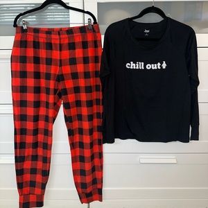 Jenni Intimates Pajama Set, Size L, black & red